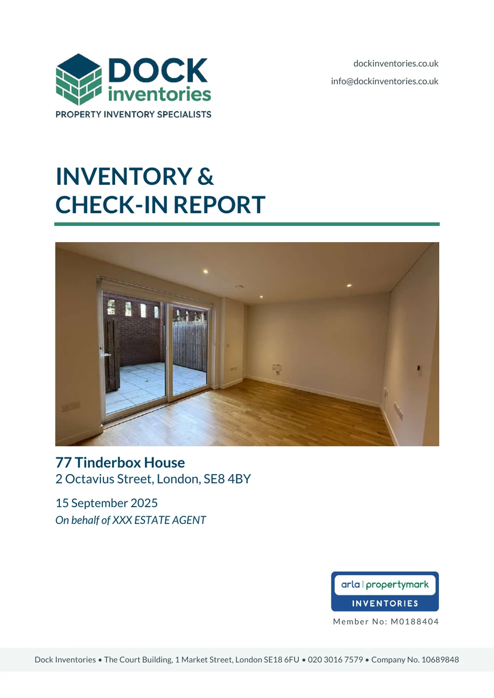 Example Inventory and Check-In report cover from Dock Inventories