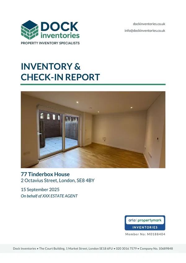Example Inventory and Check-In report cover from Dock Inventories